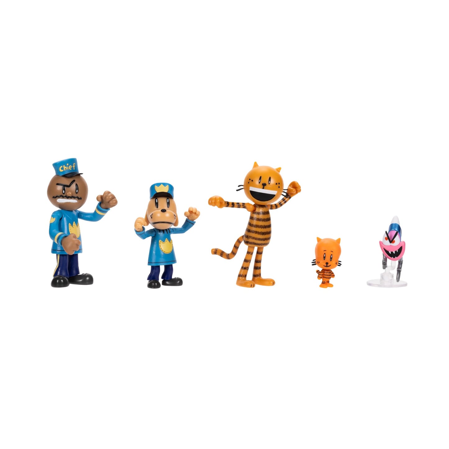 Dog Man Movie Action Figures Multipack – 2.5-Inch Poseable Set (Lil Petey, Petey, Chief, Flippy)