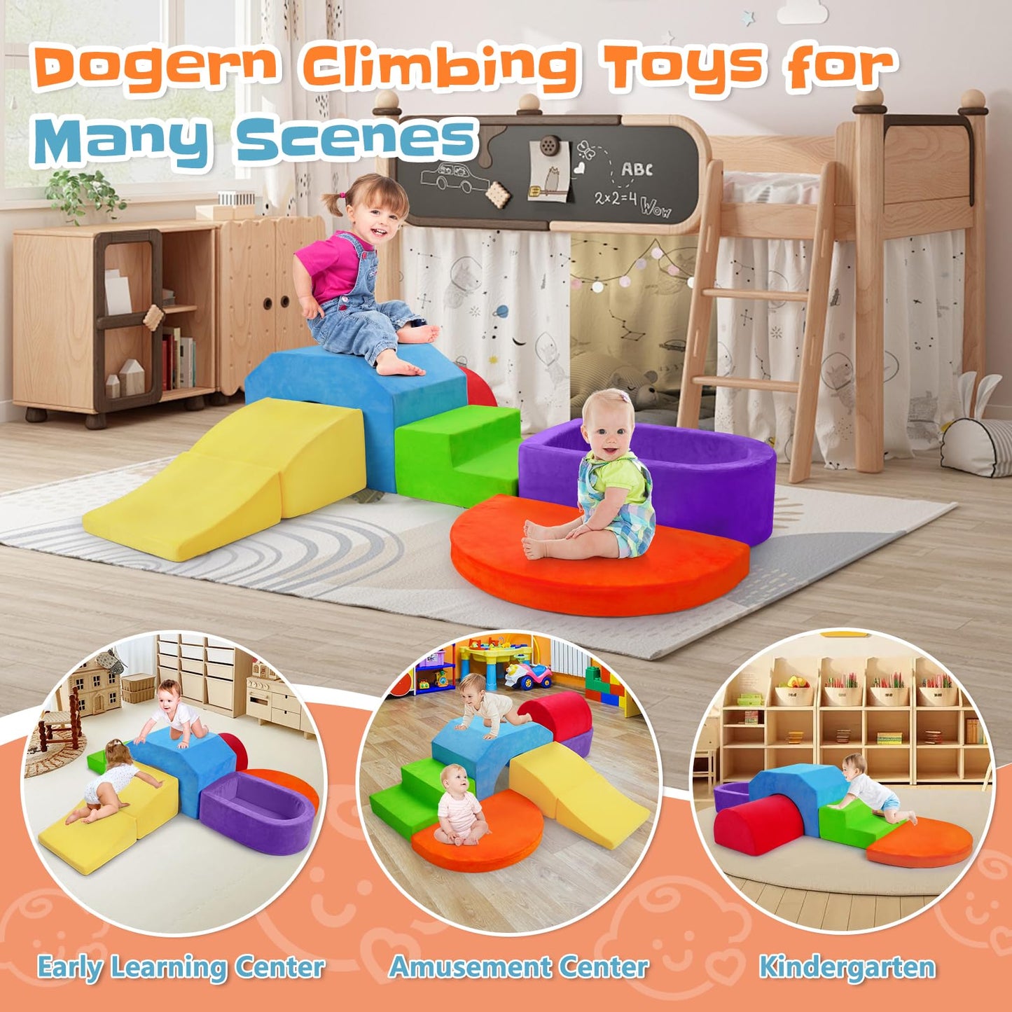 DOGERN 6-Piece Soft Foam Climbing Blocks for Toddlers – Indoor Climb & Crawl Play Set