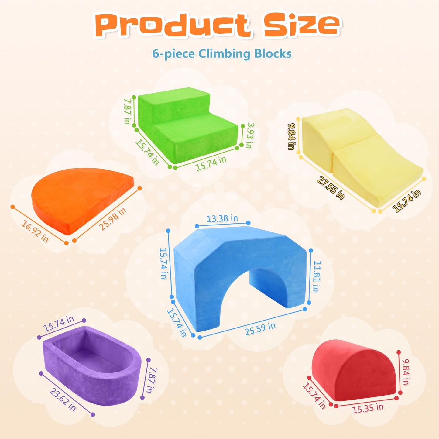 DOGERN 6-Piece Soft Foam Climbing Blocks for Toddlers – Indoor Climb & Crawl Play Set