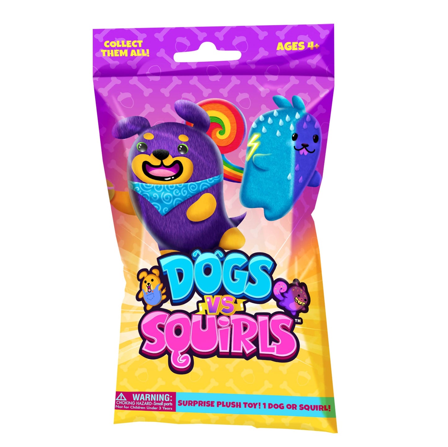 Dogs vs Squirls Mystery Bag 4in Plush – Bean-Filled Desk Pets, Fidget & Sensory Toys