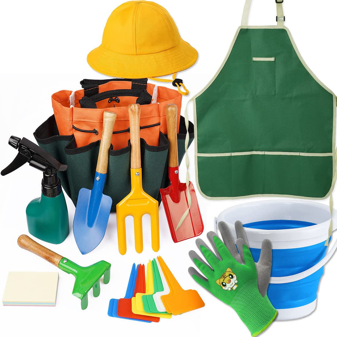 Doiaz Kidz Gardening Tool Set – Kids Garden Tools Kit with Hat & Apron