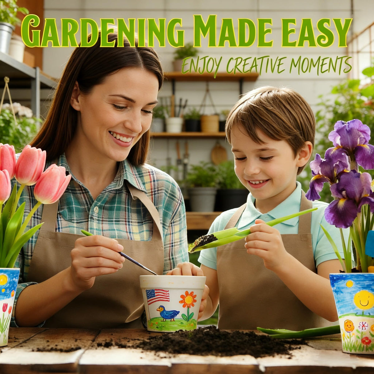 Doiaz Paint & Plant Gardening Kit — 3 Pots for Kids, Creative DIY Garden Gift