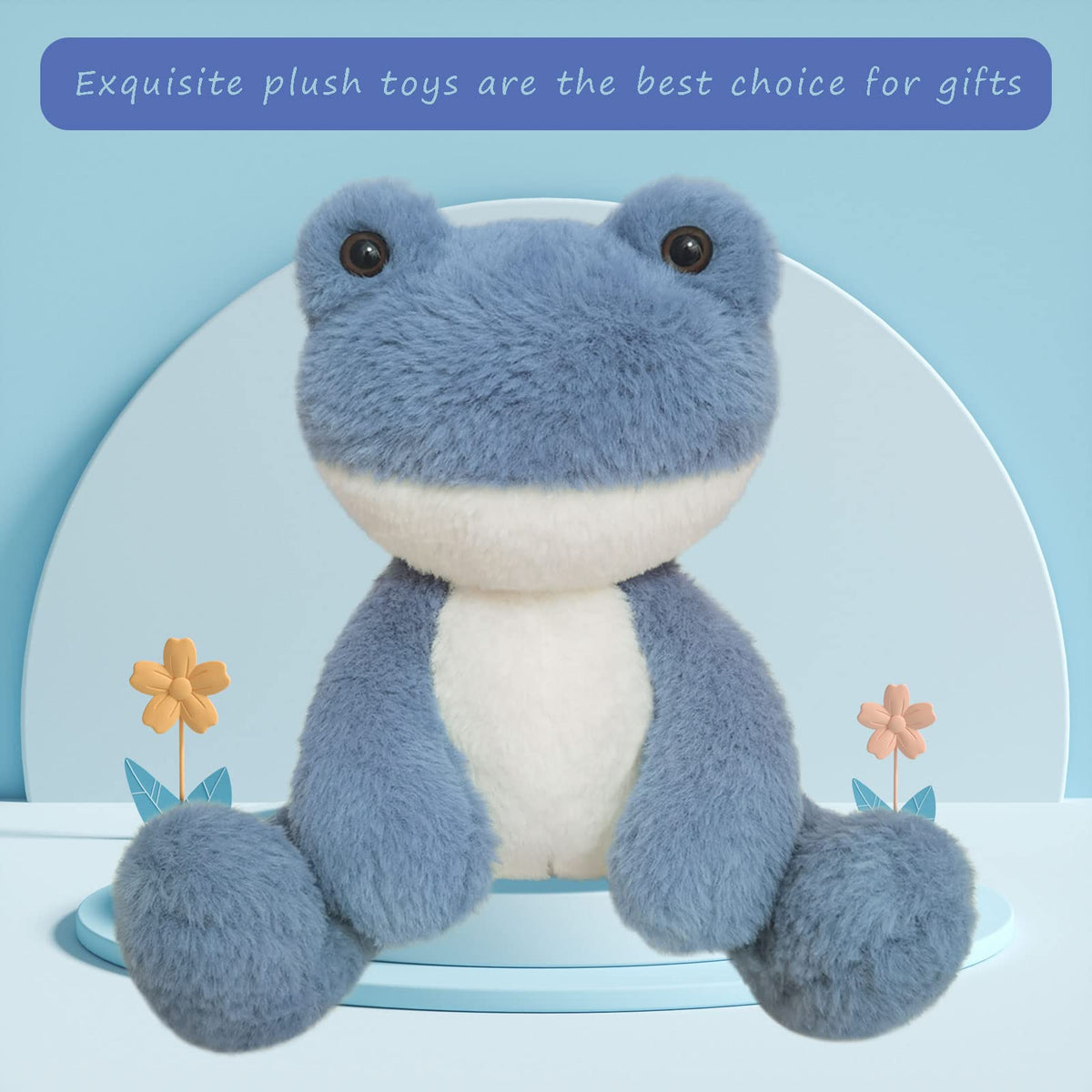 Doindute Frog Stuffed Animal – Navy Plush Toy, 8.5-Inch Soft Cuddly Companion