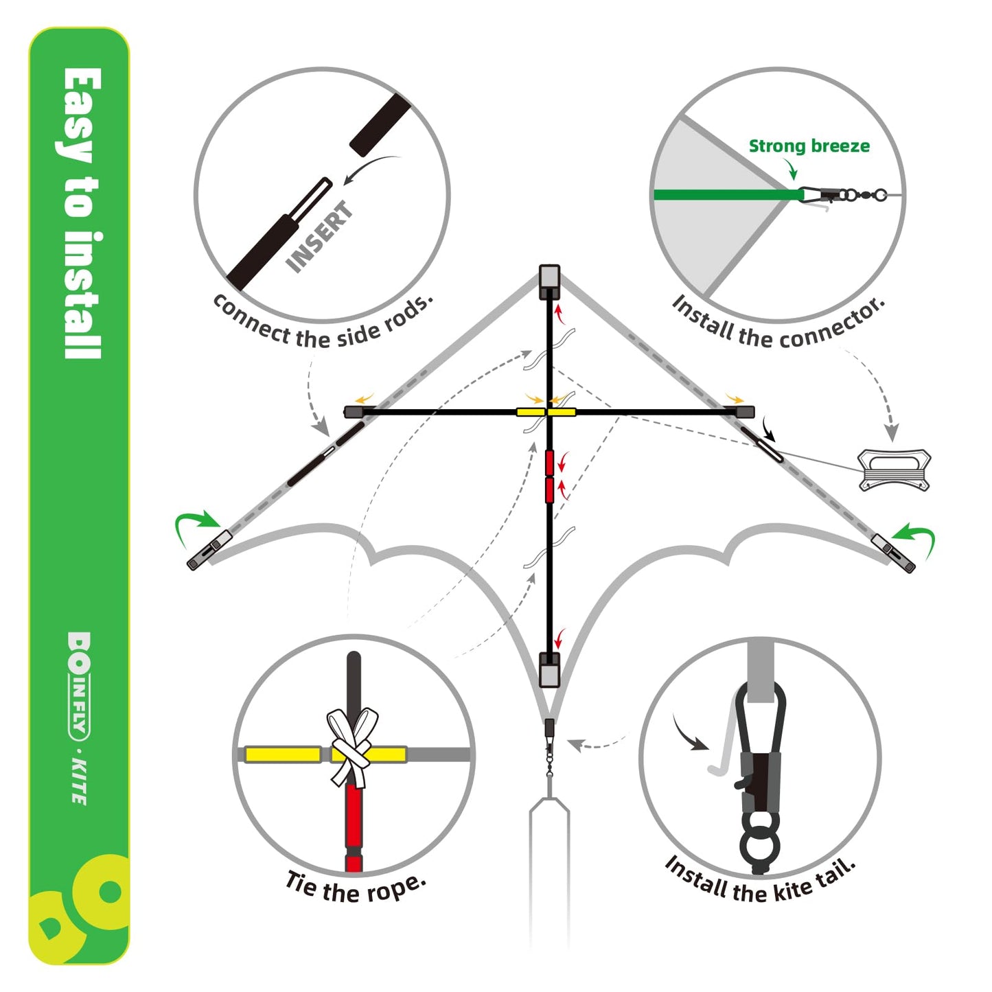 Doinfly Triangular Delta Kite 2.8m – Easy to Fly, Eye-Catching Rainbow Design