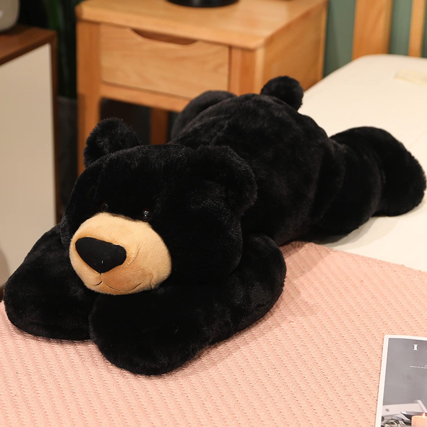 Doireum Weighted Bear Plush – 11.8 inch Black Bear Stuffed Animal & Pillow