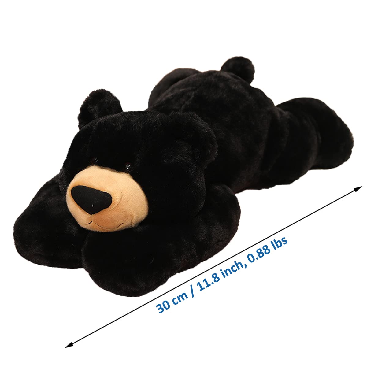 Doireum Weighted Bear Plush – 11.8 inch Black Bear Stuffed Animal & Pillow