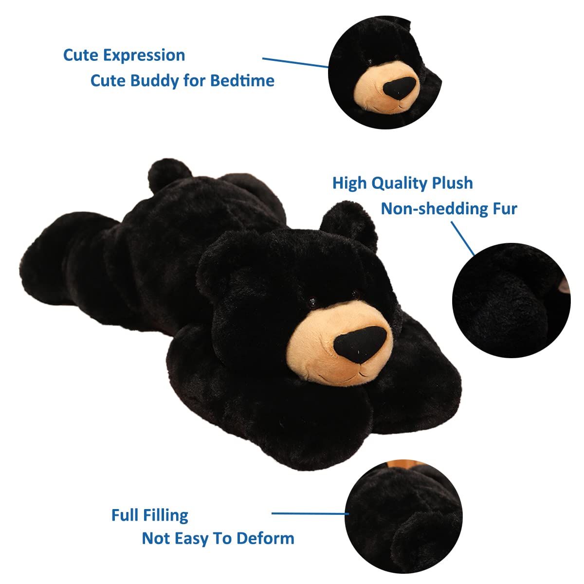 Doireum Weighted Black Bear Plush – 29.5 Inch, 6.2 lb Bear Toy & Throw Pillow