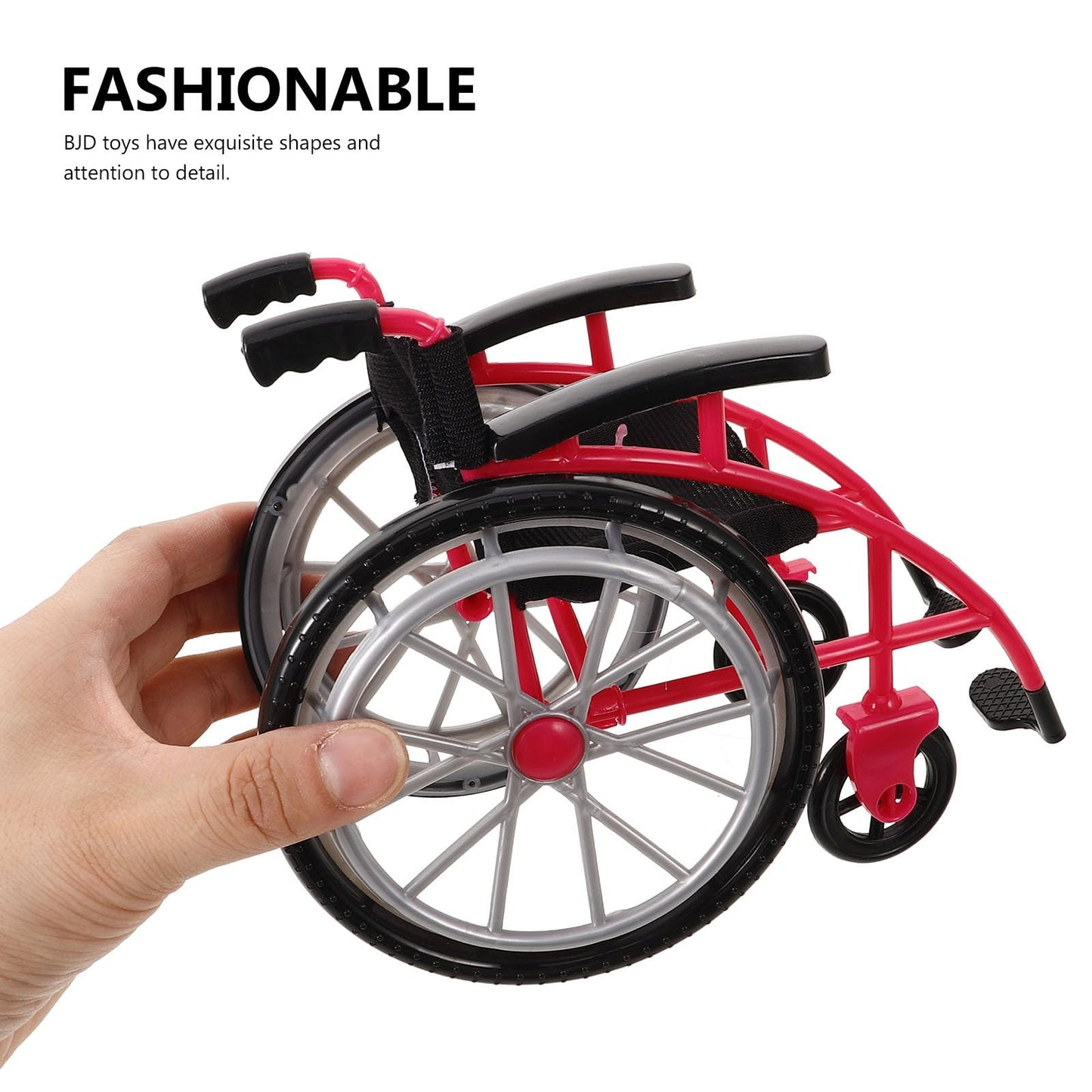 DOITOOL Mini Wheelchair Crutch Props – Realistic Dollhouse Accessory (Red)