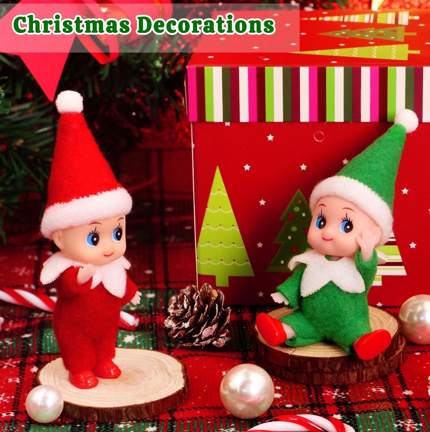 Dokeawo Christmas Tiny Elf Doll – 4.3-Inch Bendable Elf Toys for Tree & Stockings