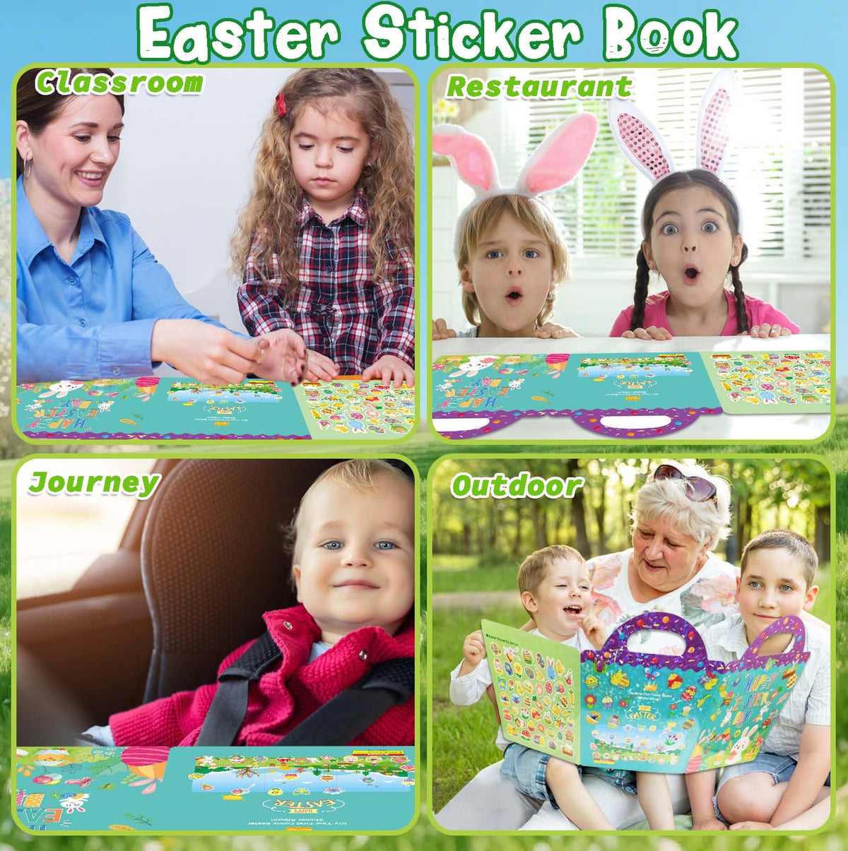 Dokeawo Easter Sticker Book Set for Toddlers — Reusable, Screen-Free Fun