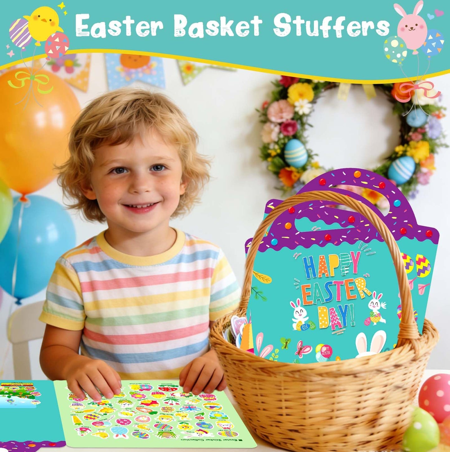 Dokeawo Easter Sticker Book Set for Toddlers — Reusable, Screen-Free Fun