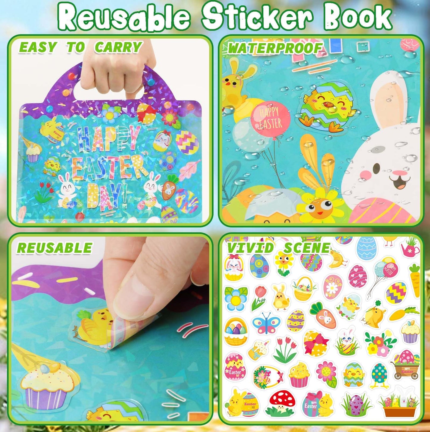 Dokeawo Easter Sticker Book Set for Toddlers — Reusable, Screen-Free Fun