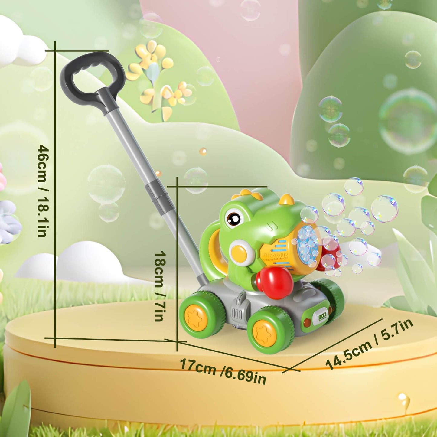 Dolanus Bubble Machine for Toddlers – Dinosaur Boxing Push Car & Outdoor Bubble Toy