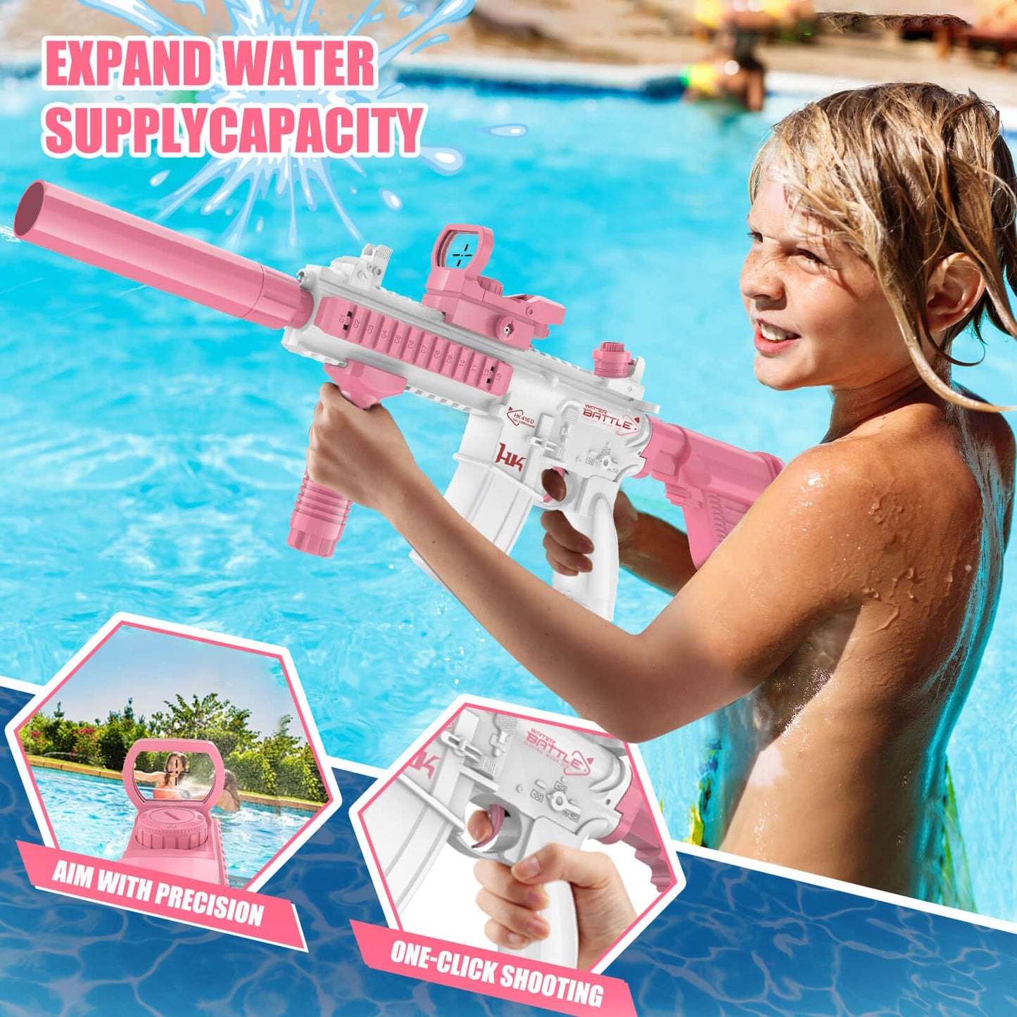 Dolanus Electric Water Gun – Automatic Squirt Gun for Kids & Adults | 32 ft Range