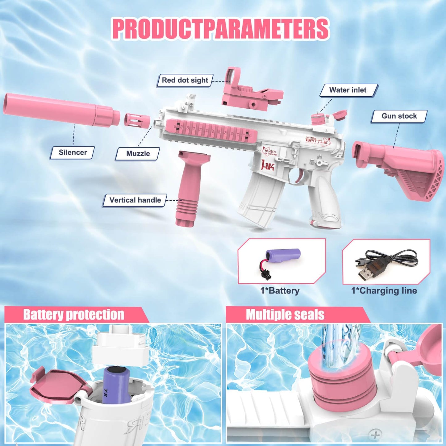 Dolanus Electric Water Gun – Automatic Squirt Gun for Kids & Adults | 32 ft Range