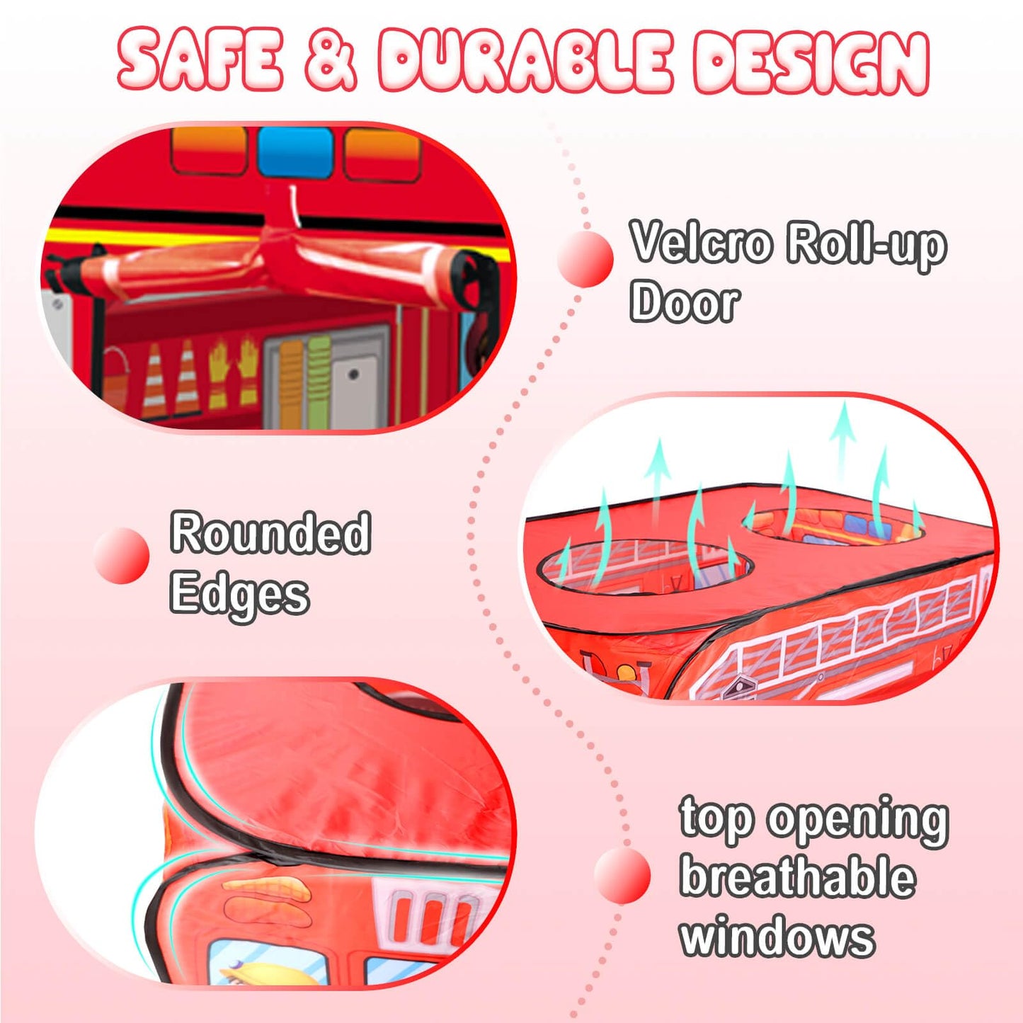 Dolanus Fire Truck Play Tent – Quick Pop-Up Indoor & Outdoor Playhouse for Ages 3+