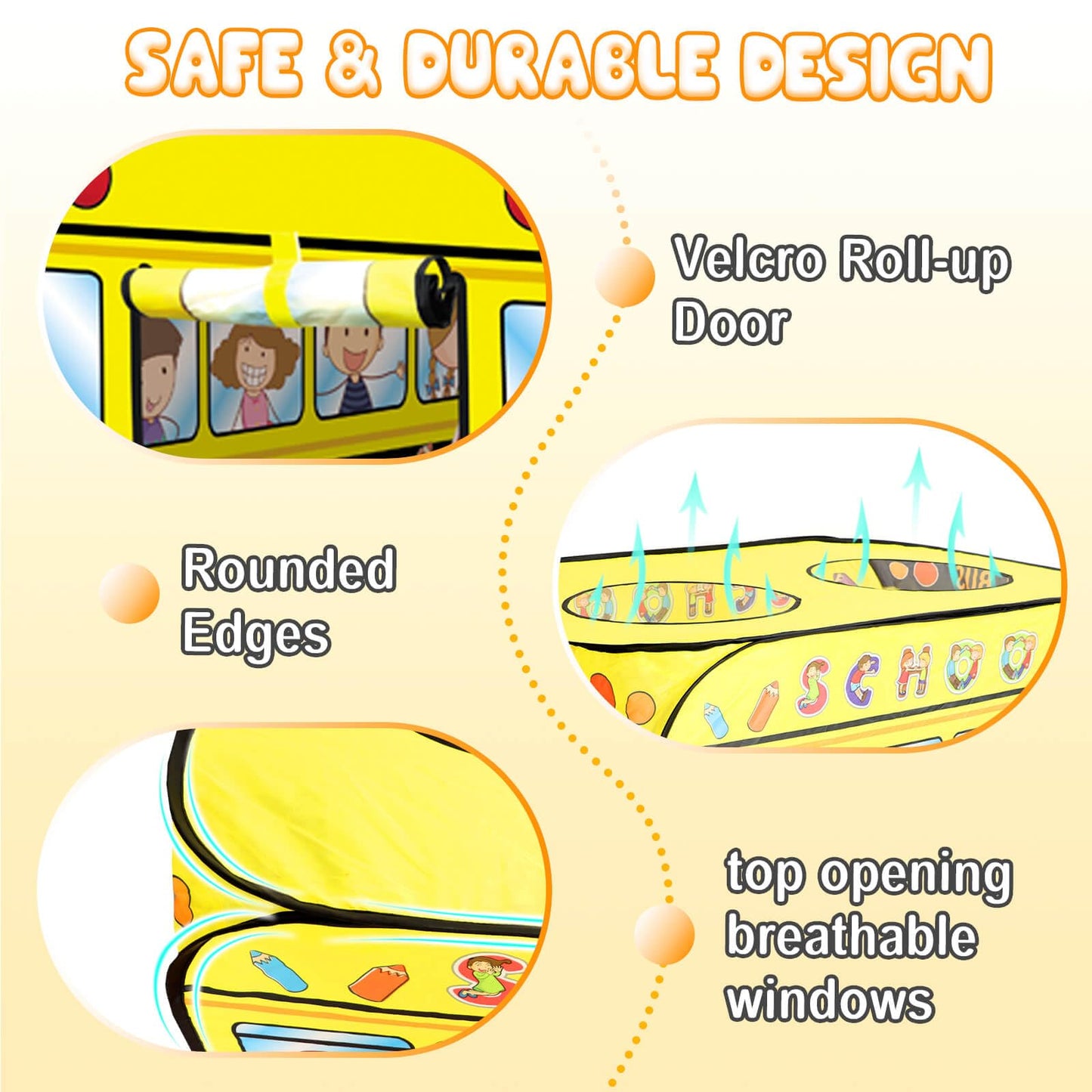 Dolanus School Bus Play Tent – Quick-Setup Indoor/Outdoor Playhouse for 3+ Kids