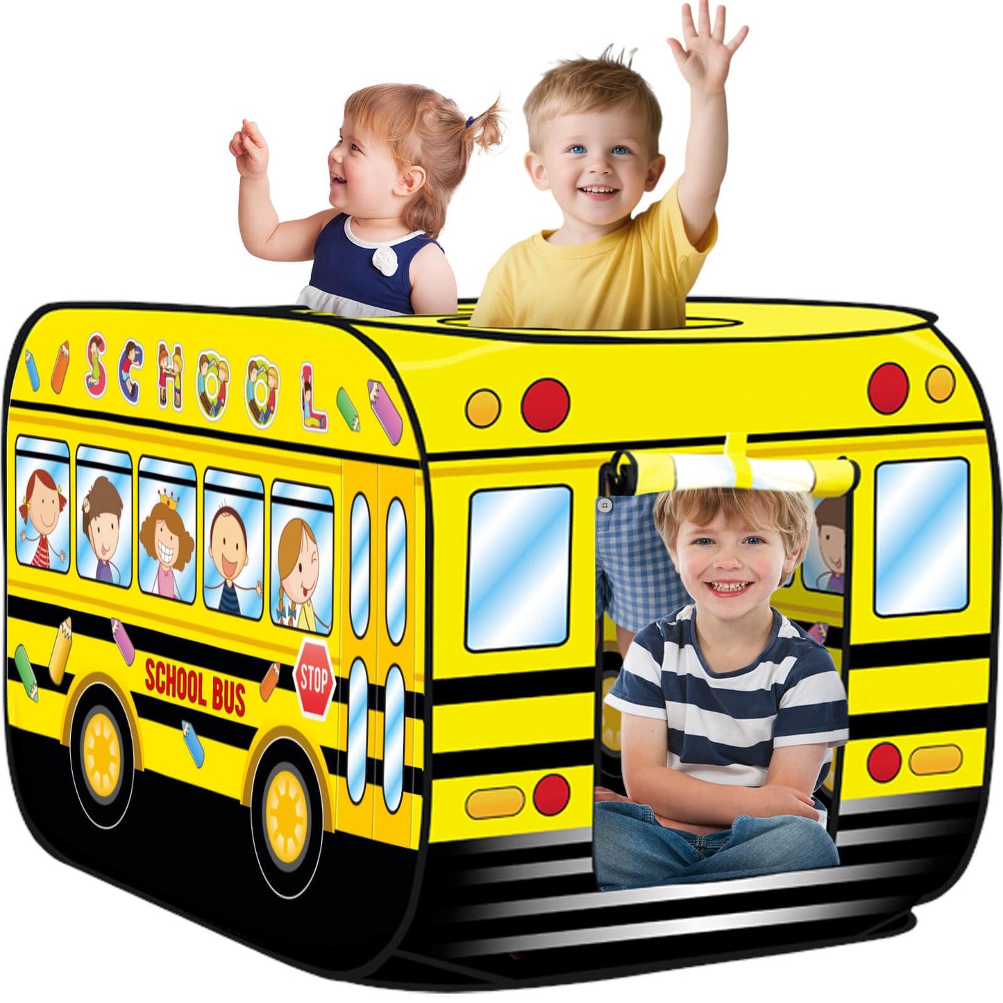 Dolanus School Bus Play Tent – Quick-Setup Indoor/Outdoor Playhouse for 3+ Kids
