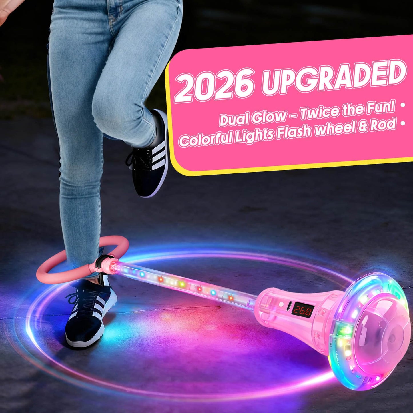 Dolanus Skip Toy with Counter – LED Lap, Time & Distance, USB Rechargeable, Ages 5–12 (Pink)