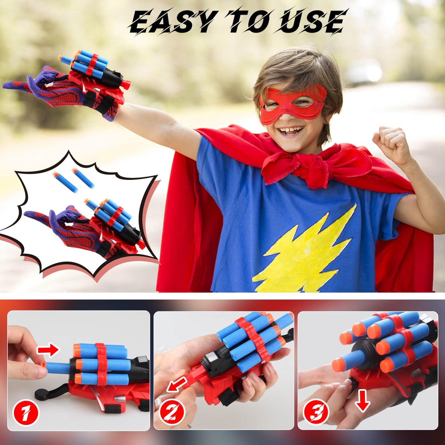 Dolanus Spider Web Shooter Toys for Kids 3-8 | 2 Gloves, 2 Launchers, 30 Darts