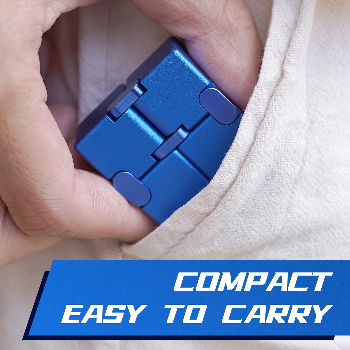 DOLASEV Infinity Cube – Blue Aluminum Fidget Toy for Adults & Kids | Desk Fidget