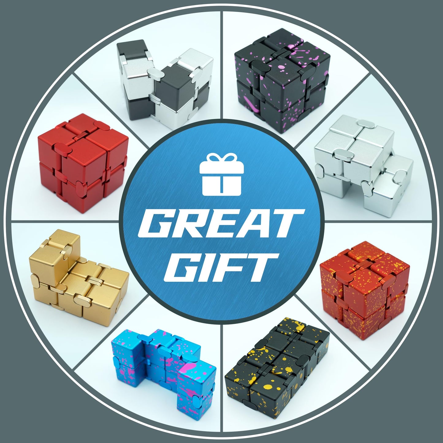 DOLASEV Infinity Cube – Blue Aluminum Fidget Toy for Adults & Kids | Desk Fidget