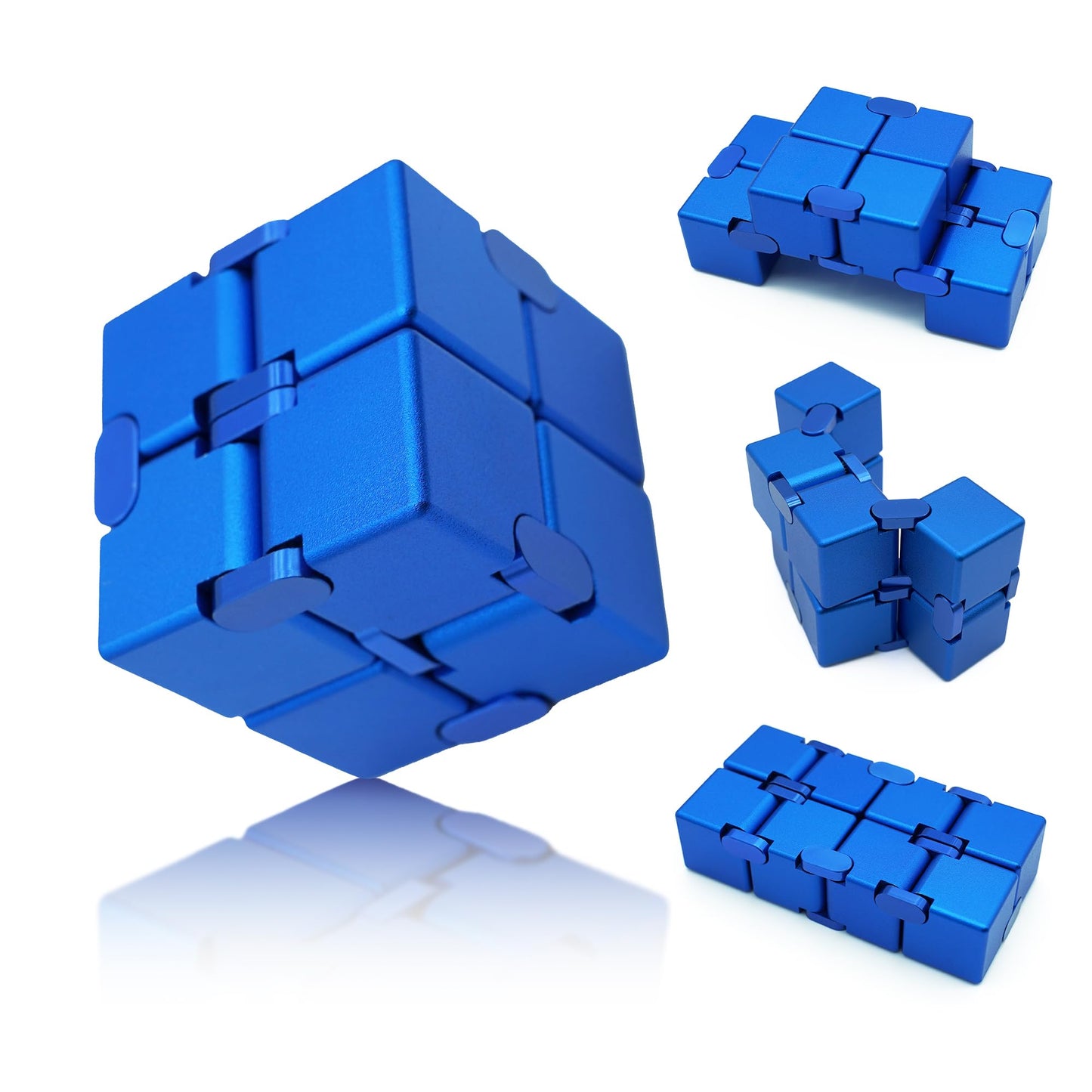 DOLASEV Infinity Cube – Blue Aluminum Fidget Toy for Adults & Kids | Desk Fidget