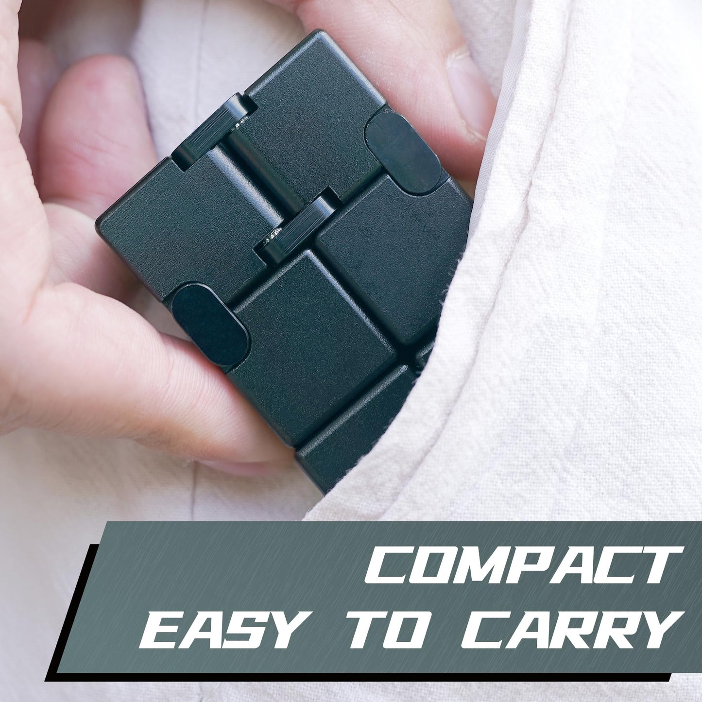 DOLASEV Infinity Cube Fidget Toy – Metal Aluminum Alloy (Black) | Stocking Stuffers for Adults