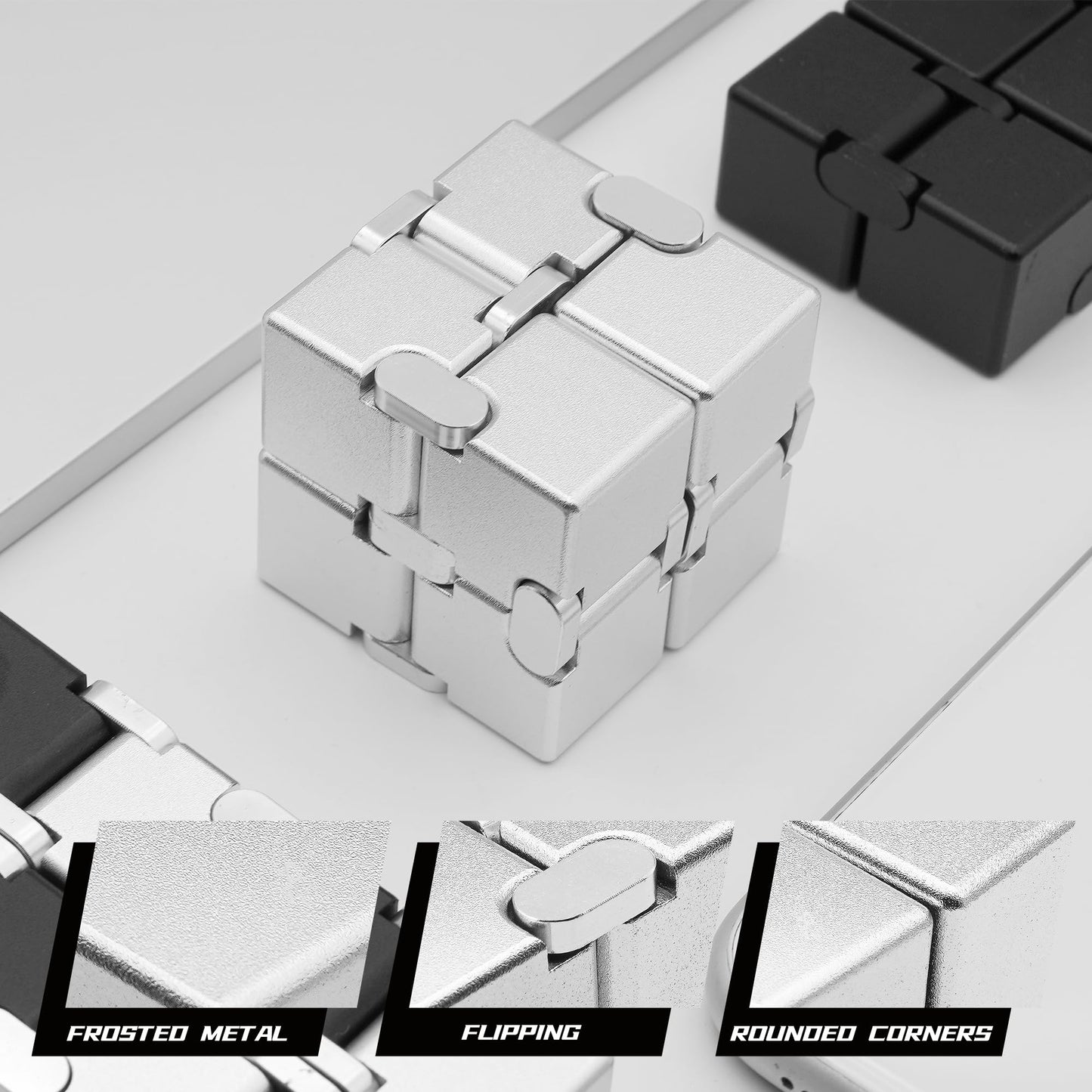 Dolasev Metal Infinity Cube – Aluminum Fidget Toy with Case for Focus and Calm