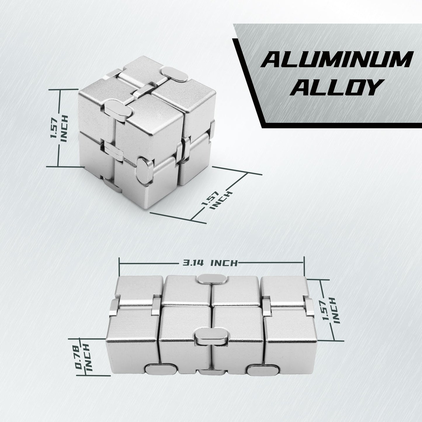 Dolasev Metal Infinity Cube – Aluminum Fidget Toy with Case for Focus and Calm