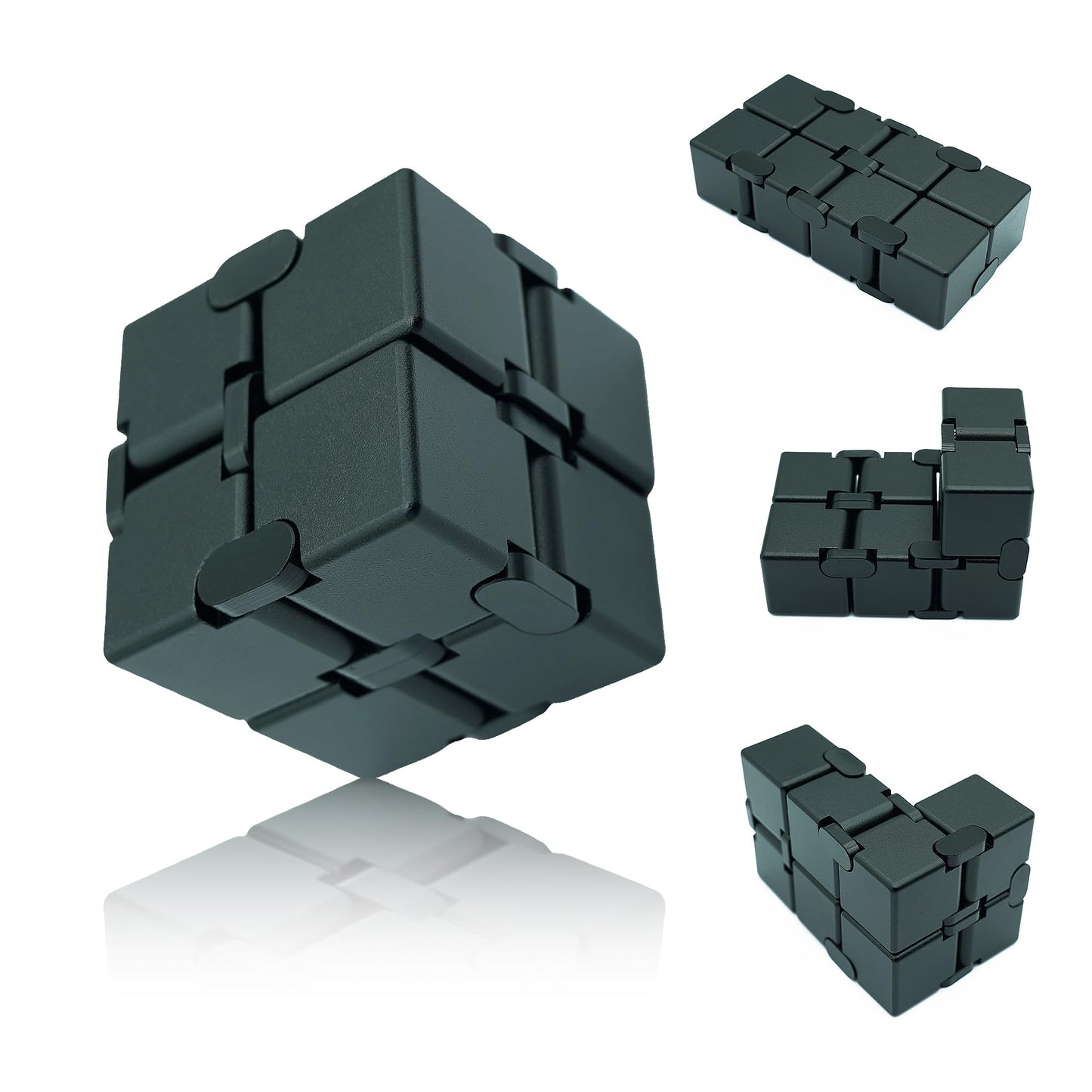 DOLASEV Infinity Cube Fidget Toy – Metal Aluminum Alloy (Black) | Stocking Stuffers for Adults