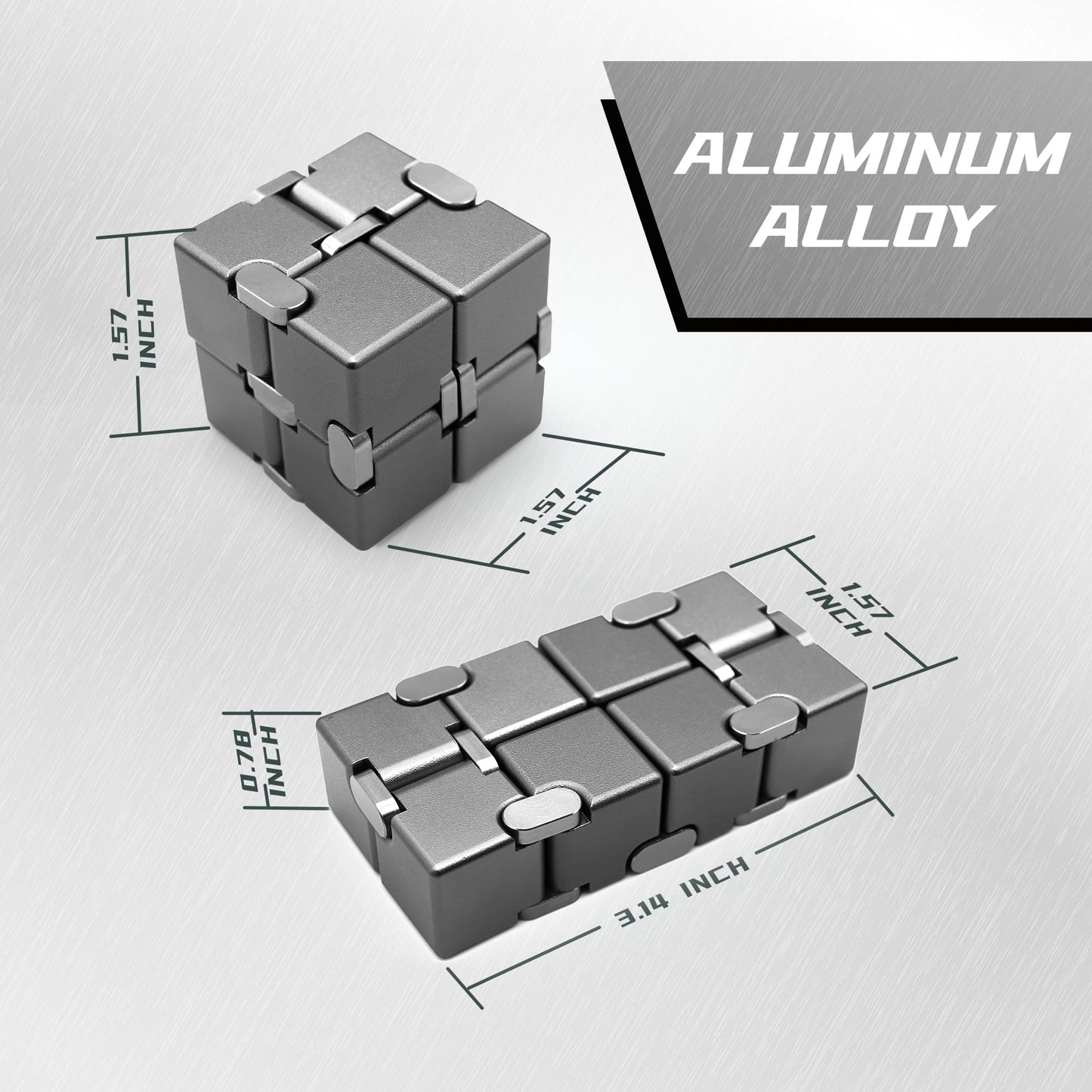DOLASEV Metal Infinity Cube | Fidget Toy for Focus, ADHD & Anxiety (Grey)