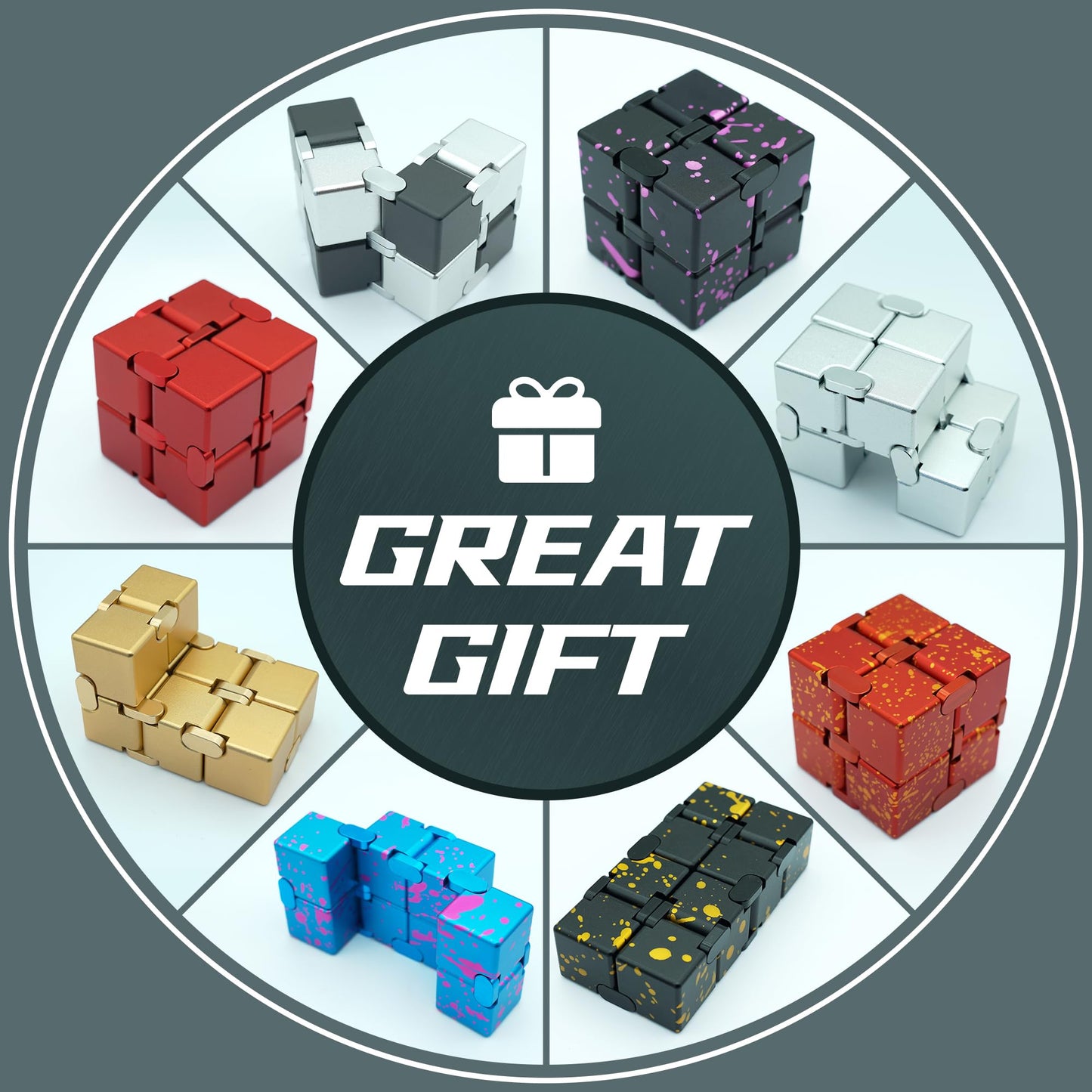 Dolasev Metal Infinity Cube – Aluminum Fidget Toy with Case for Focus and Calm