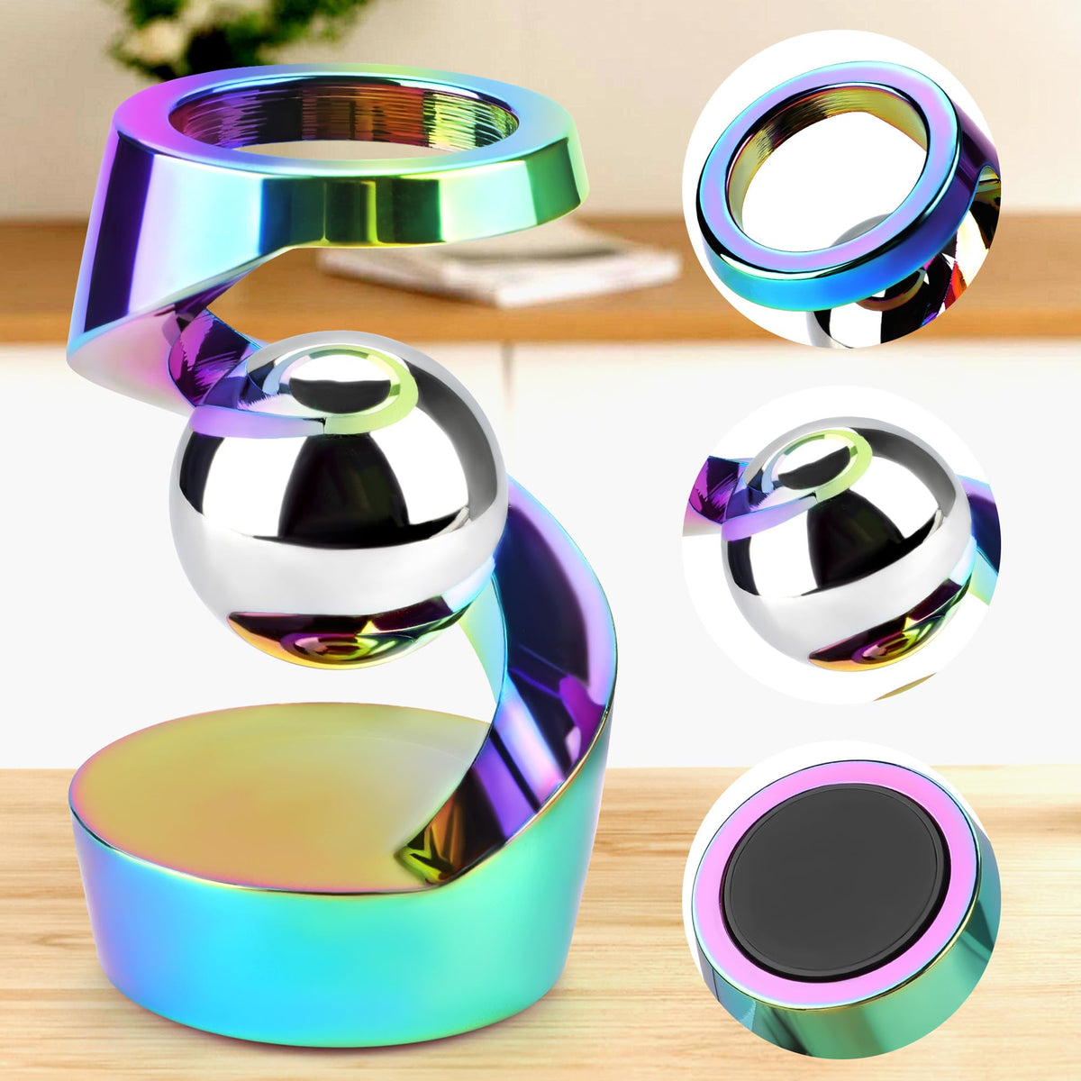 DOLASEV Kinetic Desk Toys – Rainbow Aluminum Spinning Fidget for Adults