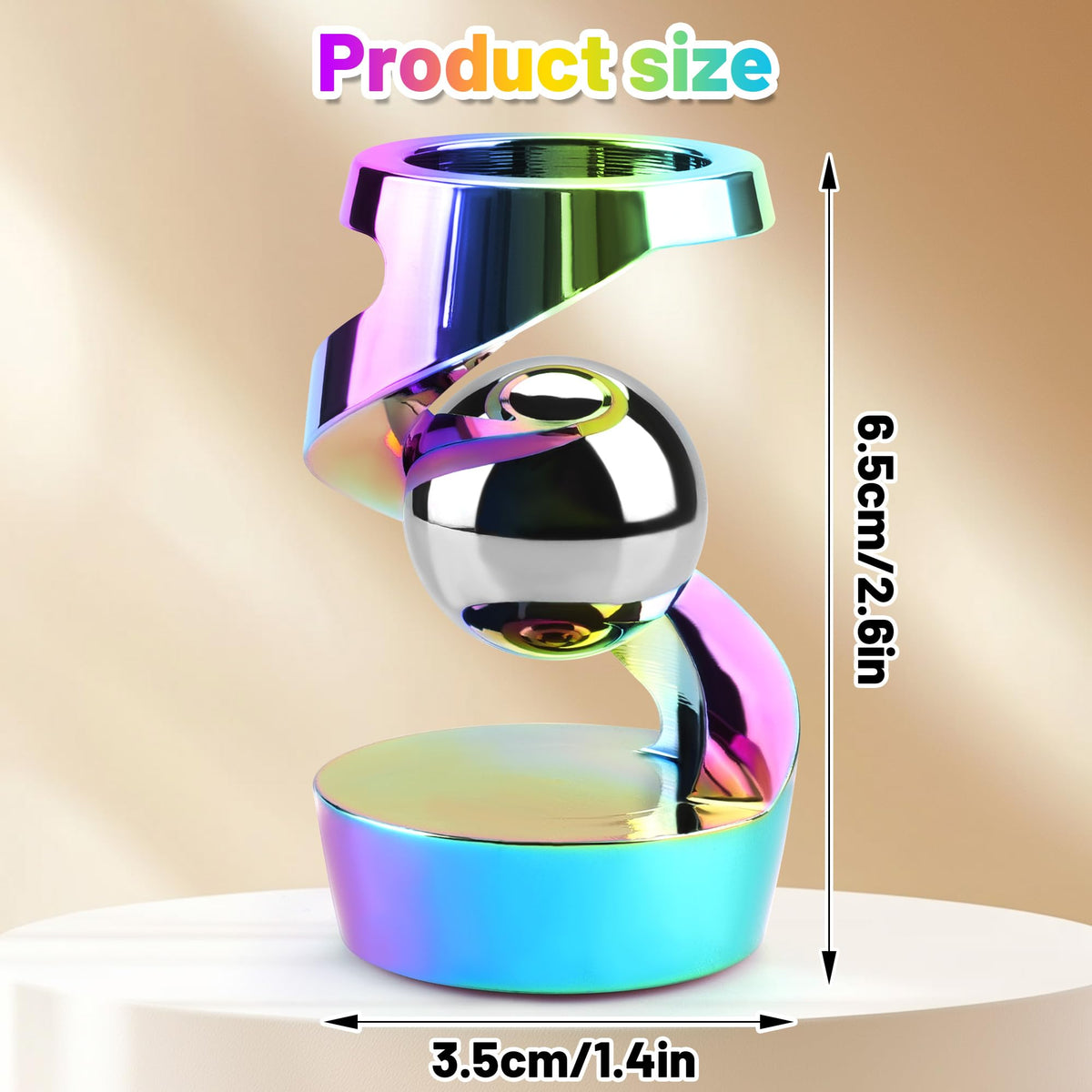 DOLASEV Kinetic Desk Toys – Rainbow Aluminum Spinning Fidget for Adults