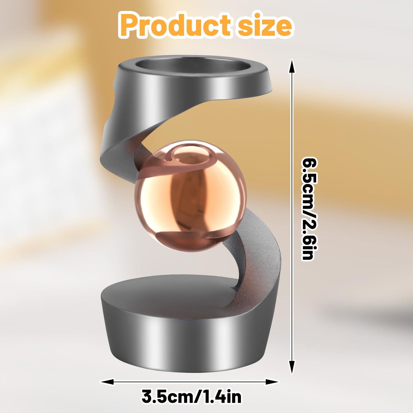 DOLASEV Kinetic Desk Toys – Spinning Metal Fidget for Office and Home (Grey Rose Gold)
