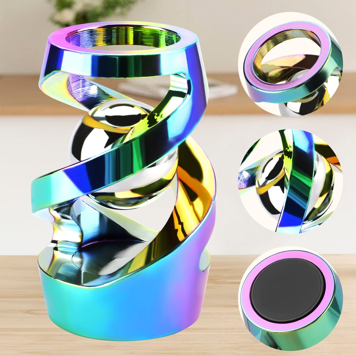 DOLASEV Upgraded Kinetic Desk Toy Rainbow | Metal Fidget for Focus and Calm at Work