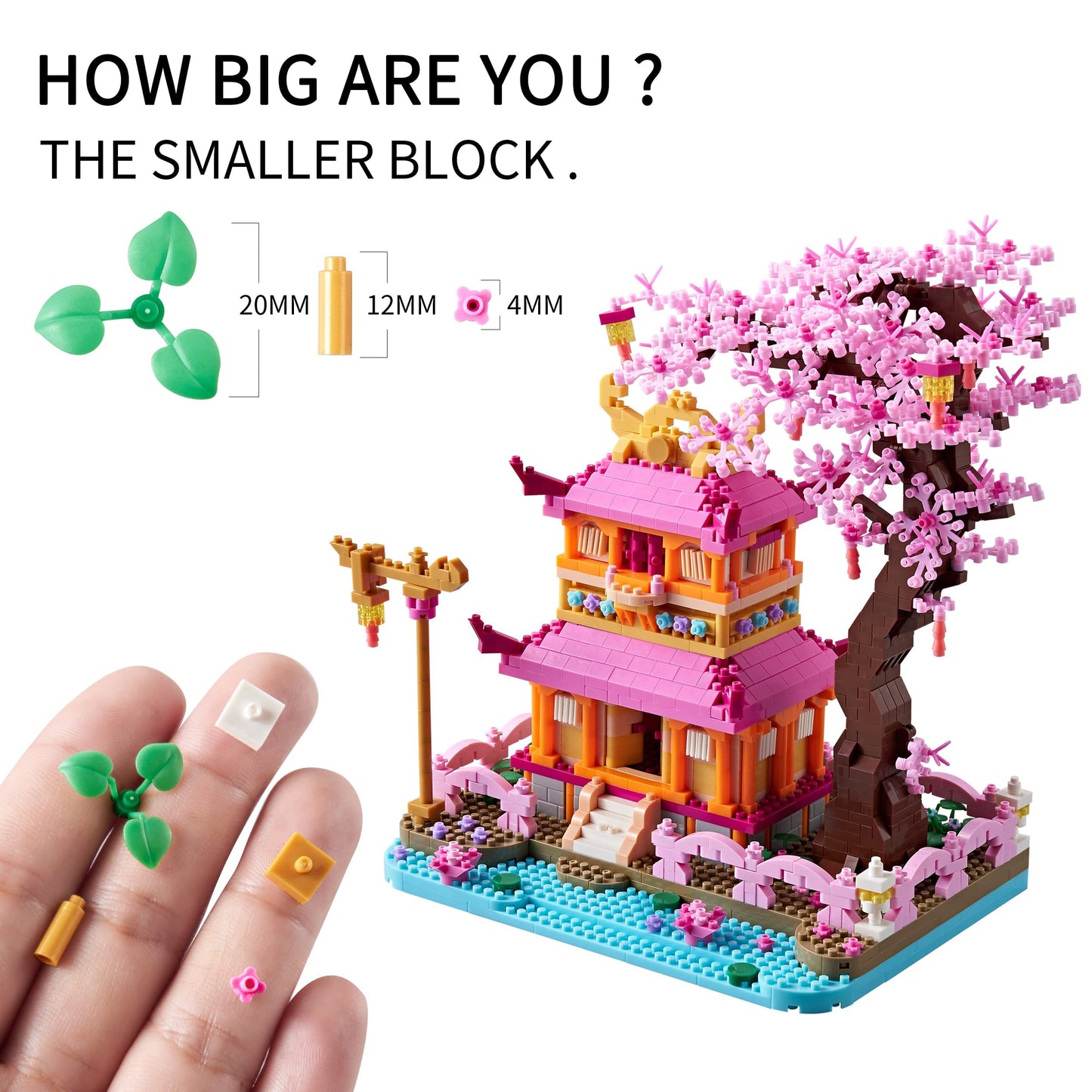 DOLBLOCK DIY Sakura Tree House — 1810-Piece Mini Building Blocks for Adults & Teens | Cherry Blossom Desk Decor
