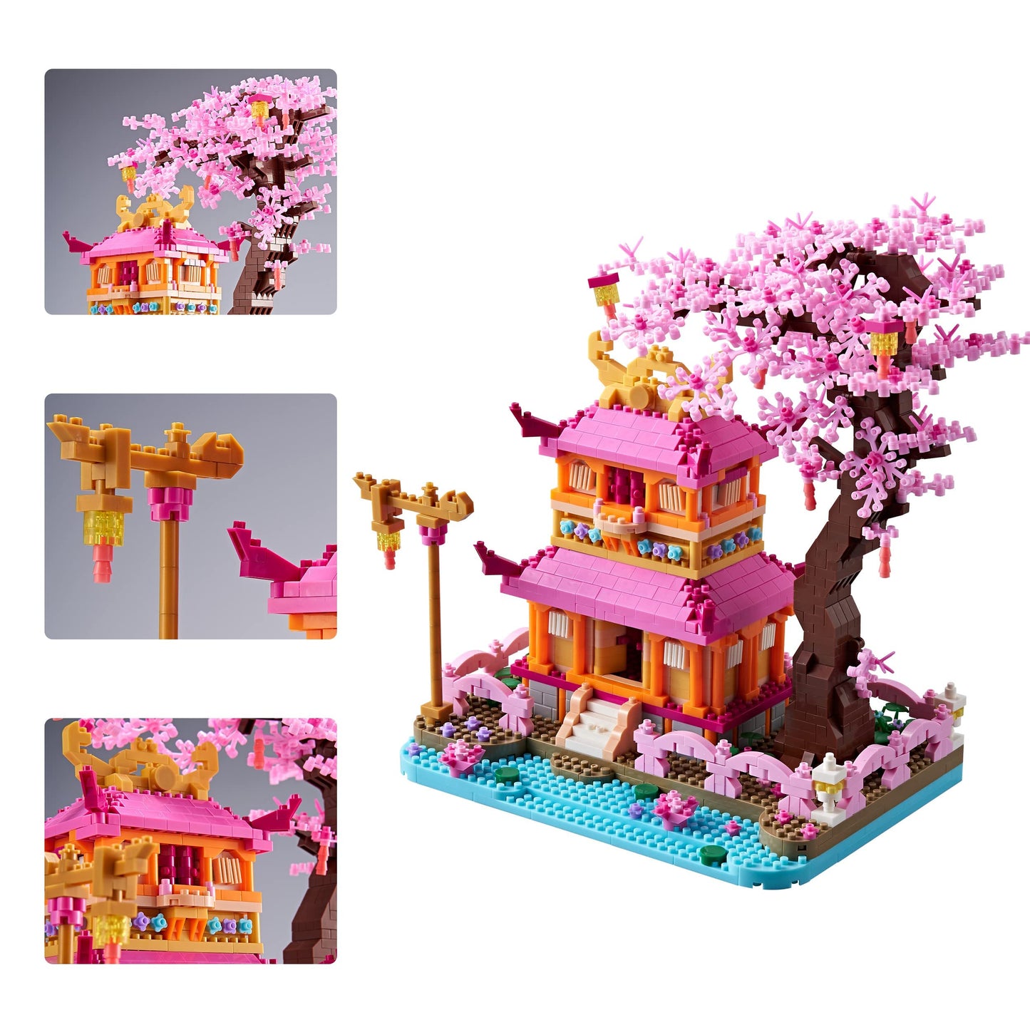 DOLBLOCK DIY Sakura Tree House — 1810-Piece Mini Building Blocks for Adults & Teens | Cherry Blossom Desk Decor