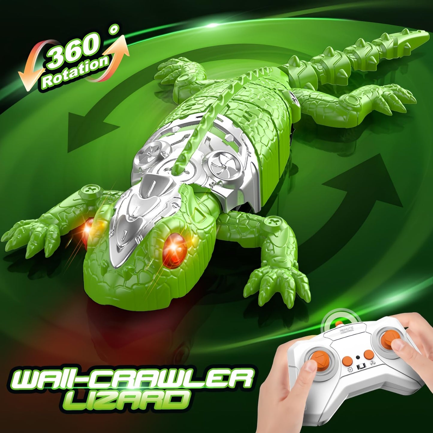 DOLGZIS Upgrade Wall Crawler Gecko with Gift Card – Rechargeable Remote Control Toy for Kids 4+
