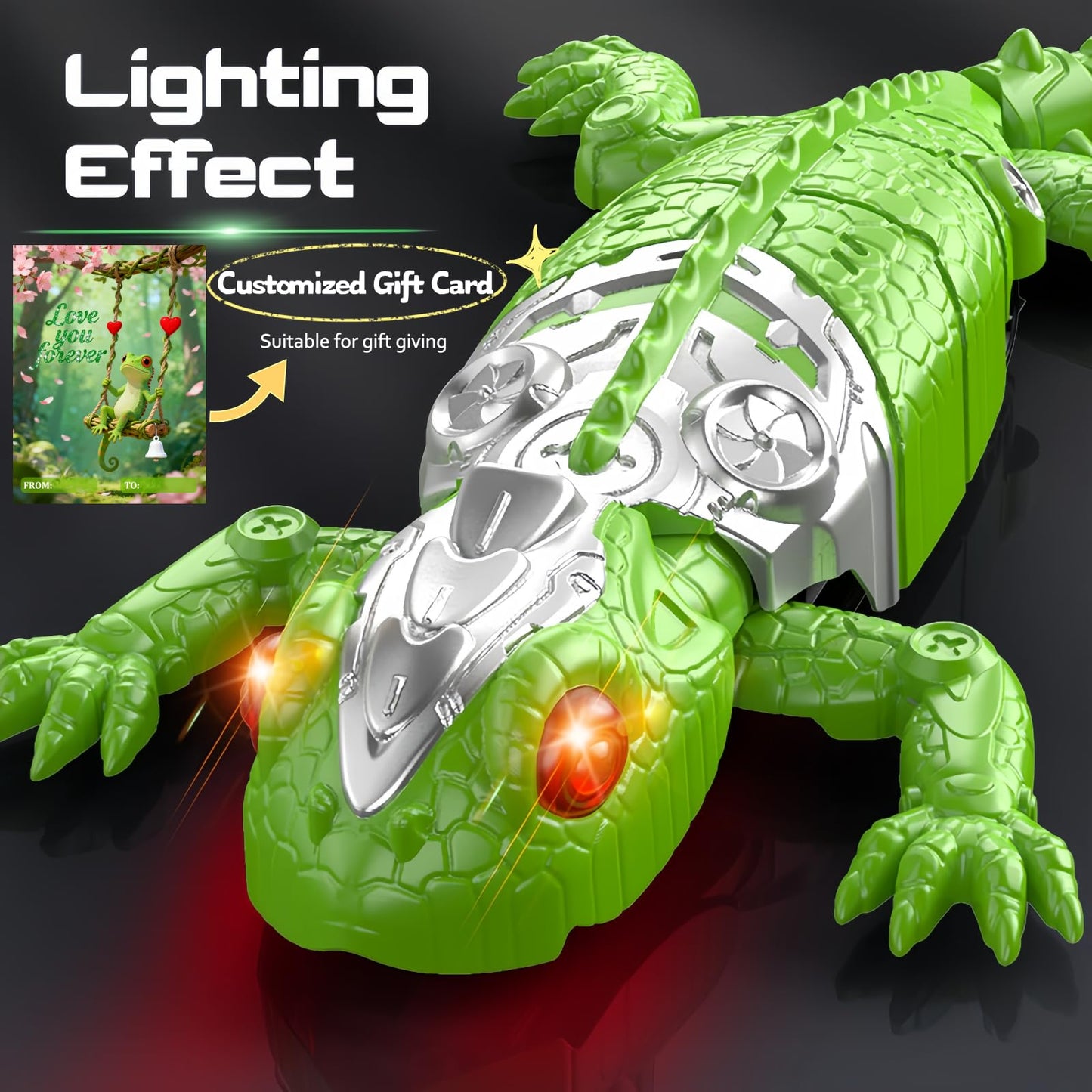 DOLGZIS Upgrade Wall Crawler Gecko with Gift Card – Rechargeable Remote Control Toy for Kids 4+