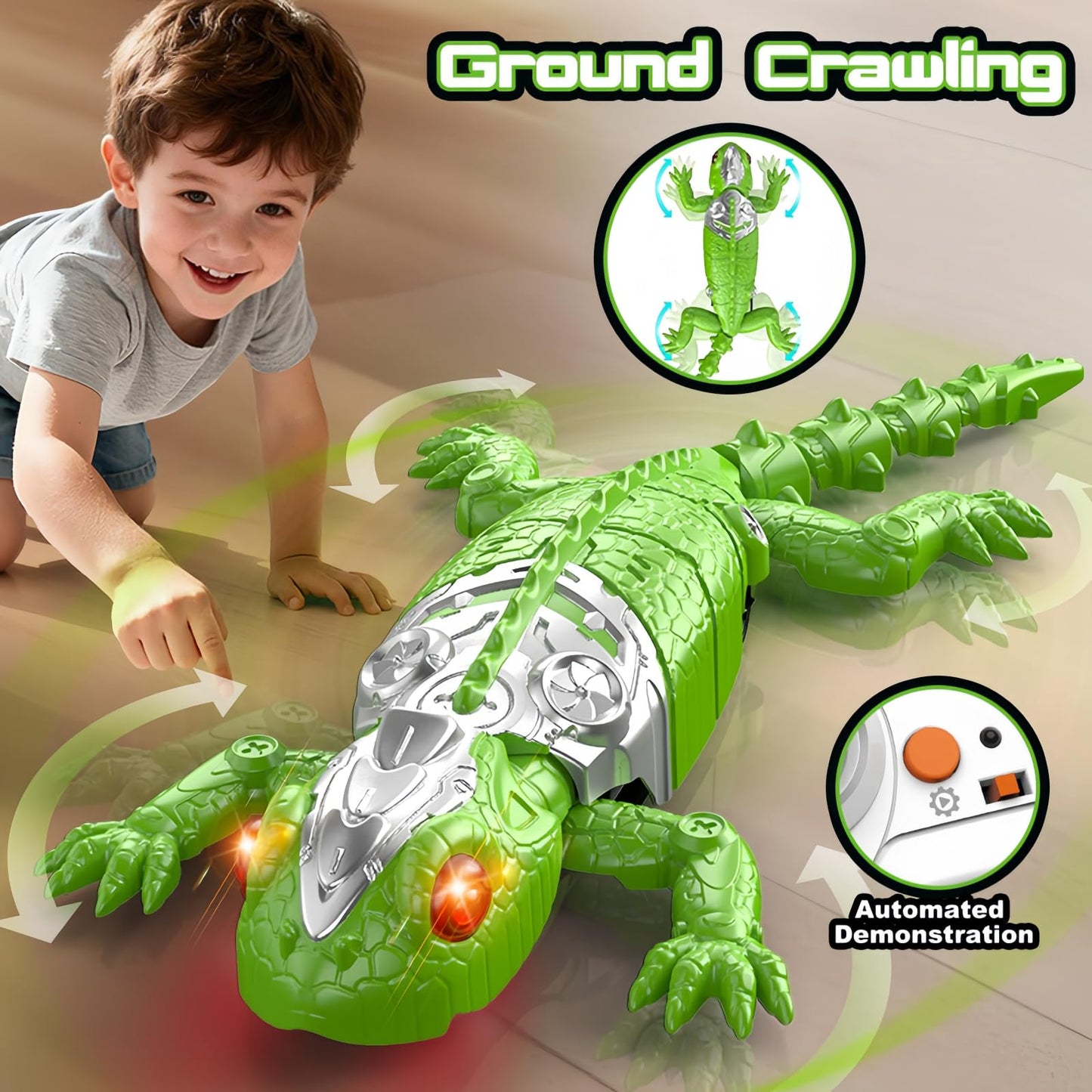 DOLGZIS Upgrade Wall Crawler Gecko with Gift Card – Rechargeable Remote Control Toy for Kids 4+