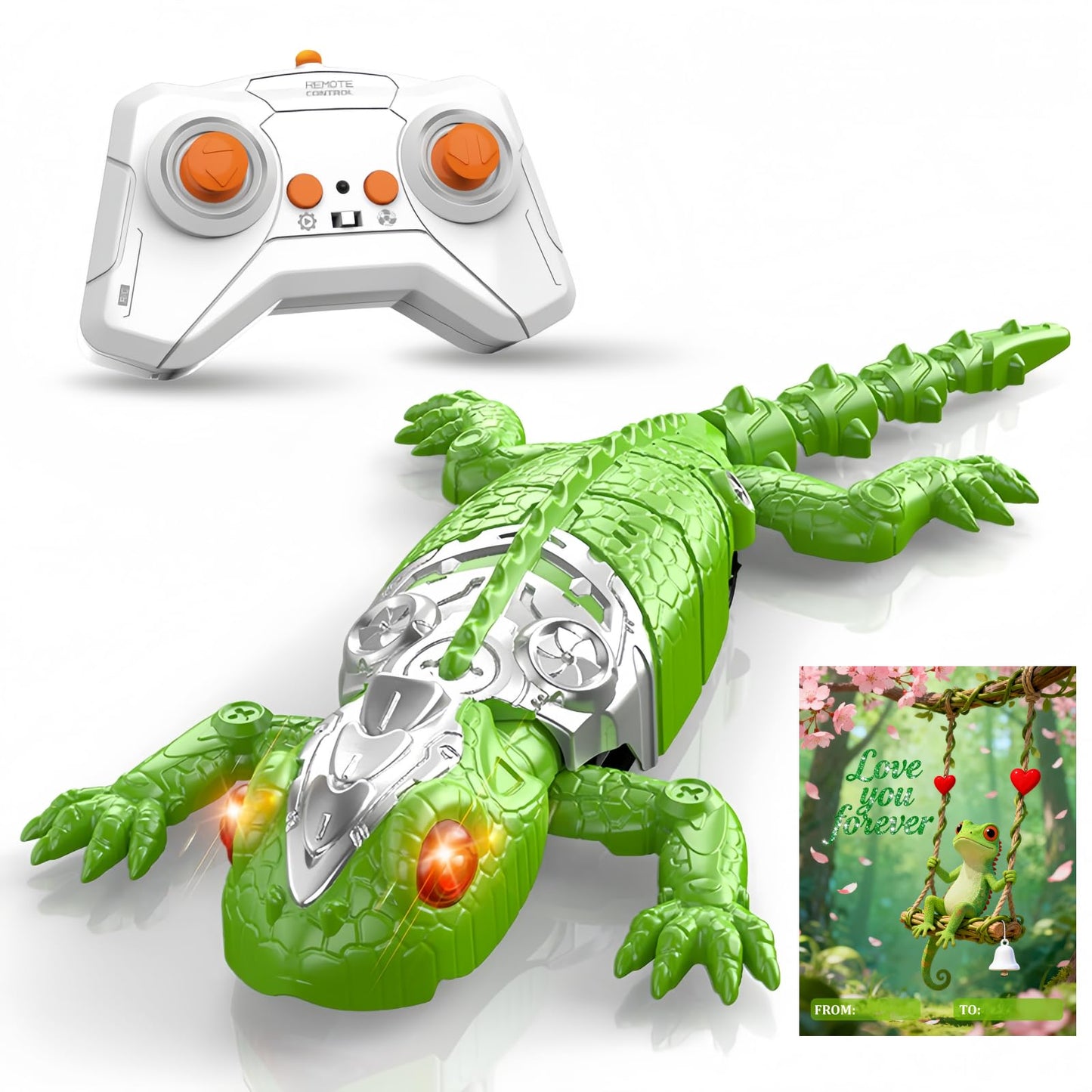 DOLGZIS Upgrade Wall Crawler Gecko with Gift Card – Rechargeable Remote Control Toy for Kids 4+