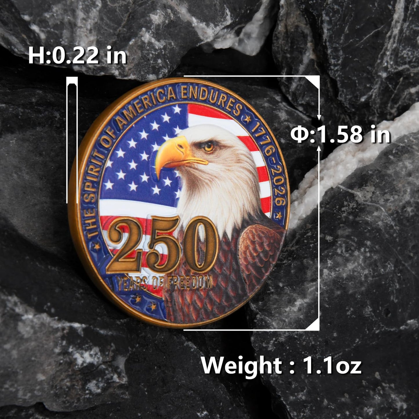 Dolihan USA 250th Anniversary Commemorative Coin – Bald Eagle & Statue of Liberty Design (1776–2026)