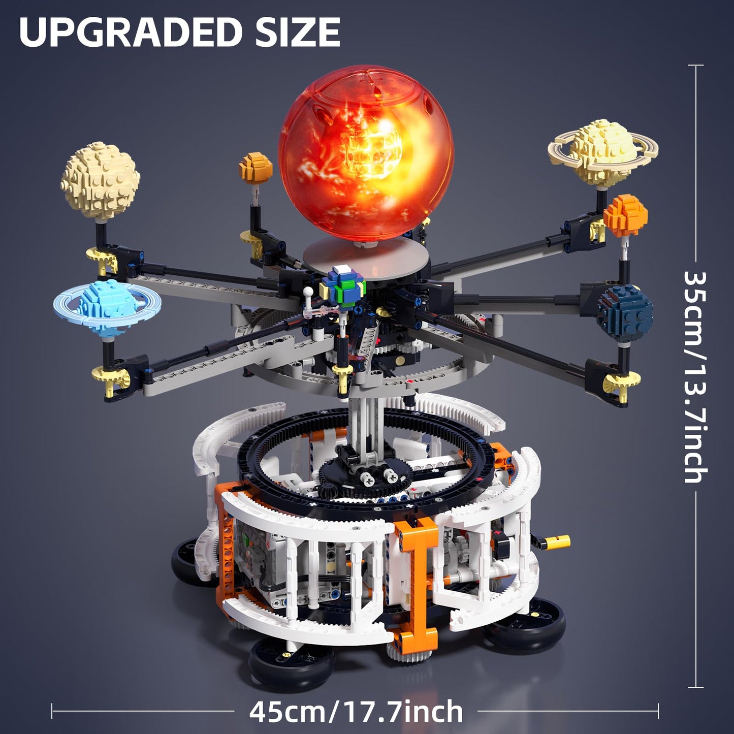 DOLIVE Dual-Mode Spinning Solar System Kit – 1282 PCS, Light-Up Sun, STEM Space Model for Kids 8+