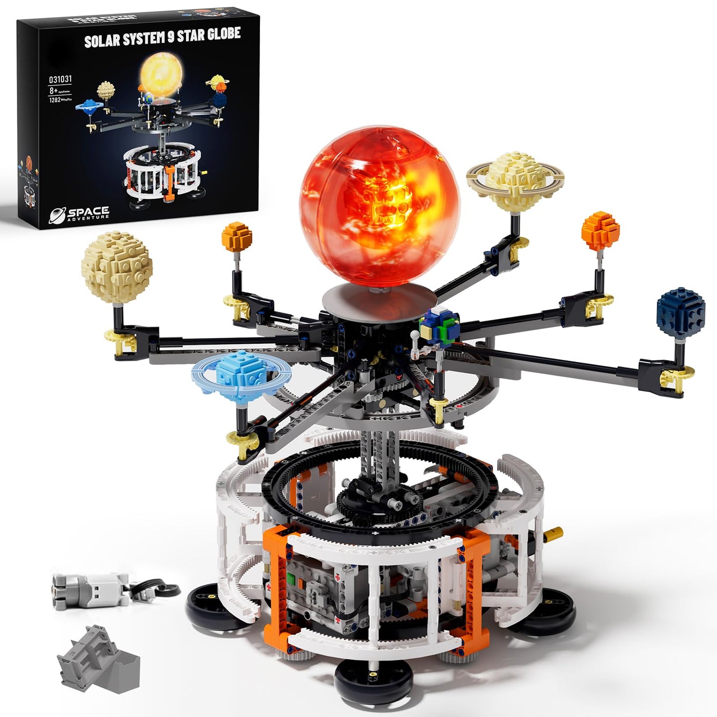 DOLIVE Dual-Mode Spinning Solar System Kit – 1282 PCS, Light-Up Sun, STEM Space Model for Kids 8+