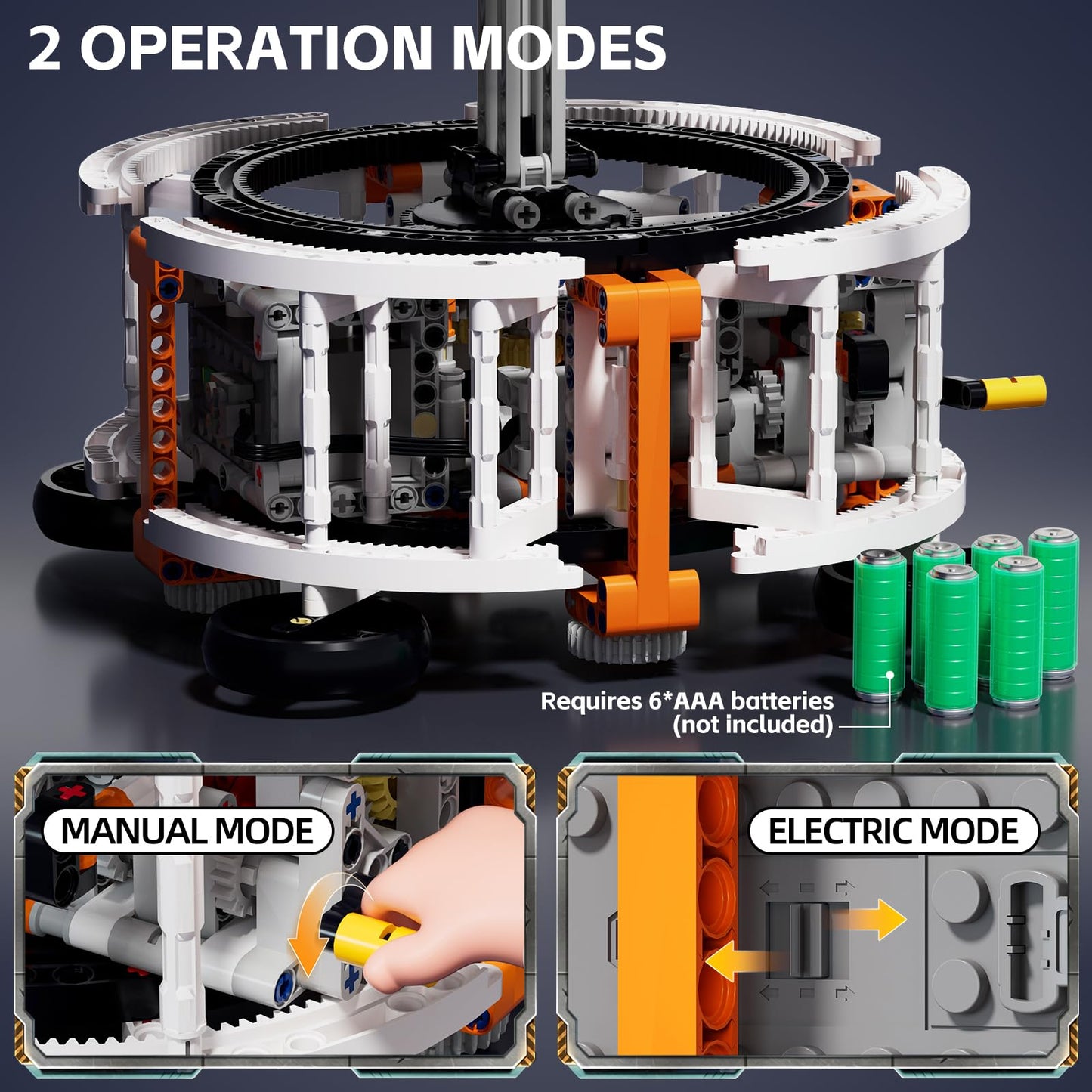 DOLIVE Dual-Mode Spinning Solar System Kit – 1282 PCS, Light-Up Sun, STEM Space Model for Kids 8+