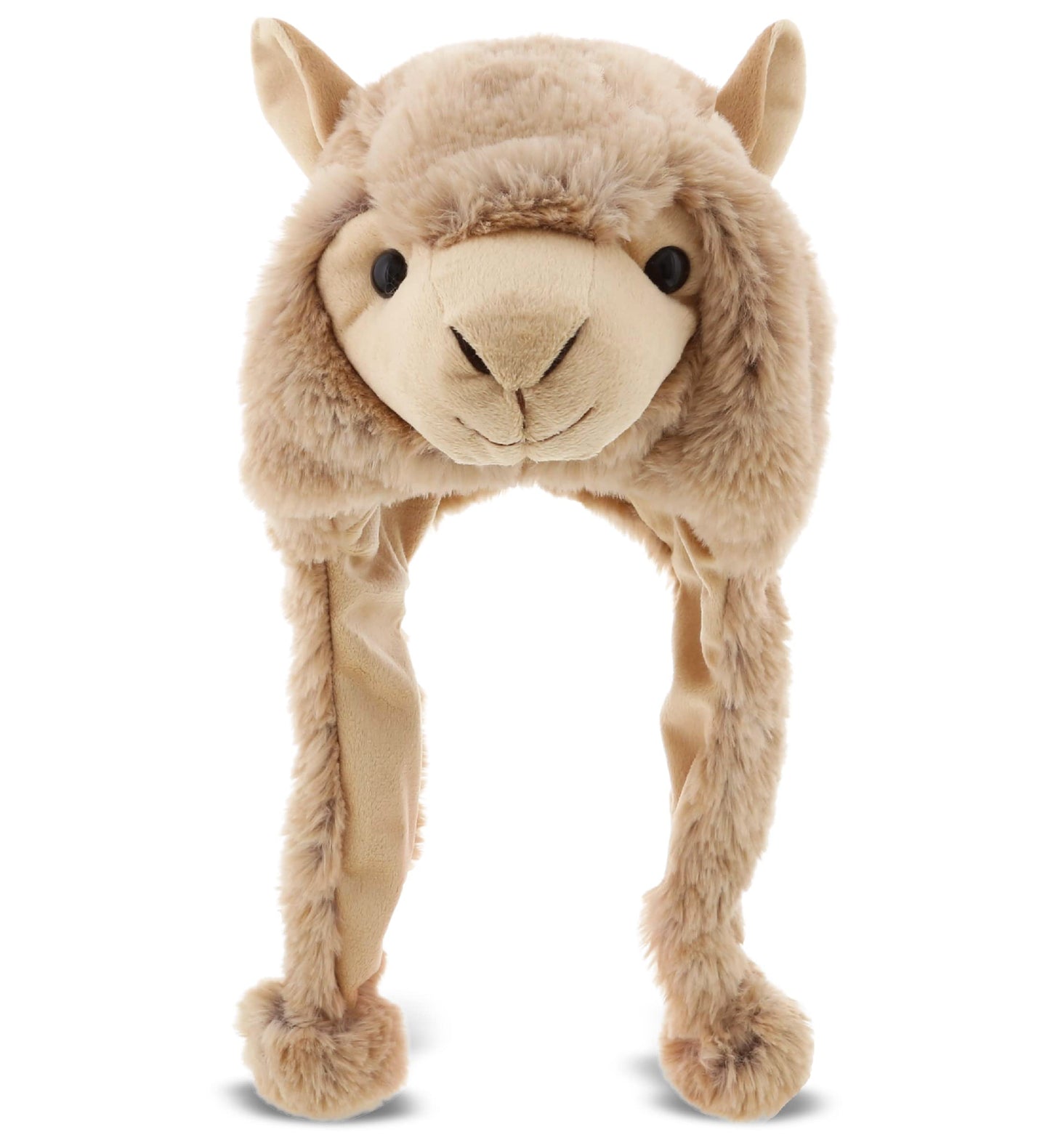 DolliBu Brown Llama Plush Hat – Soft Fleece Winter Hat with Moving Ears for Kids & Teens
