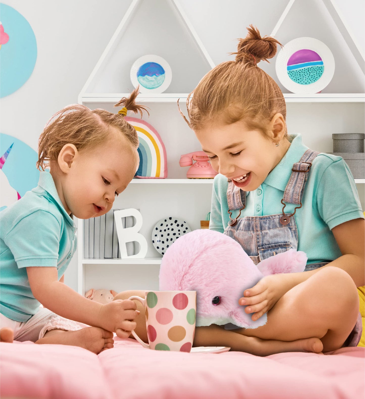 DolliBu Plush Pink Whale Stuffed Animal – 7-Inch Soft Huggable Toy