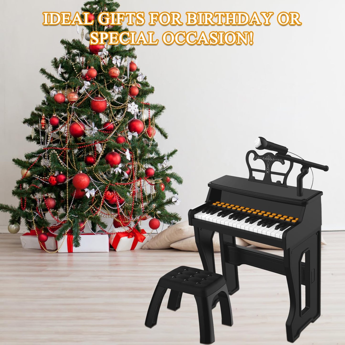 Dollox 37-Key Keyboard Piano for Kids – 2-in-1 Toddler Piano with Stool